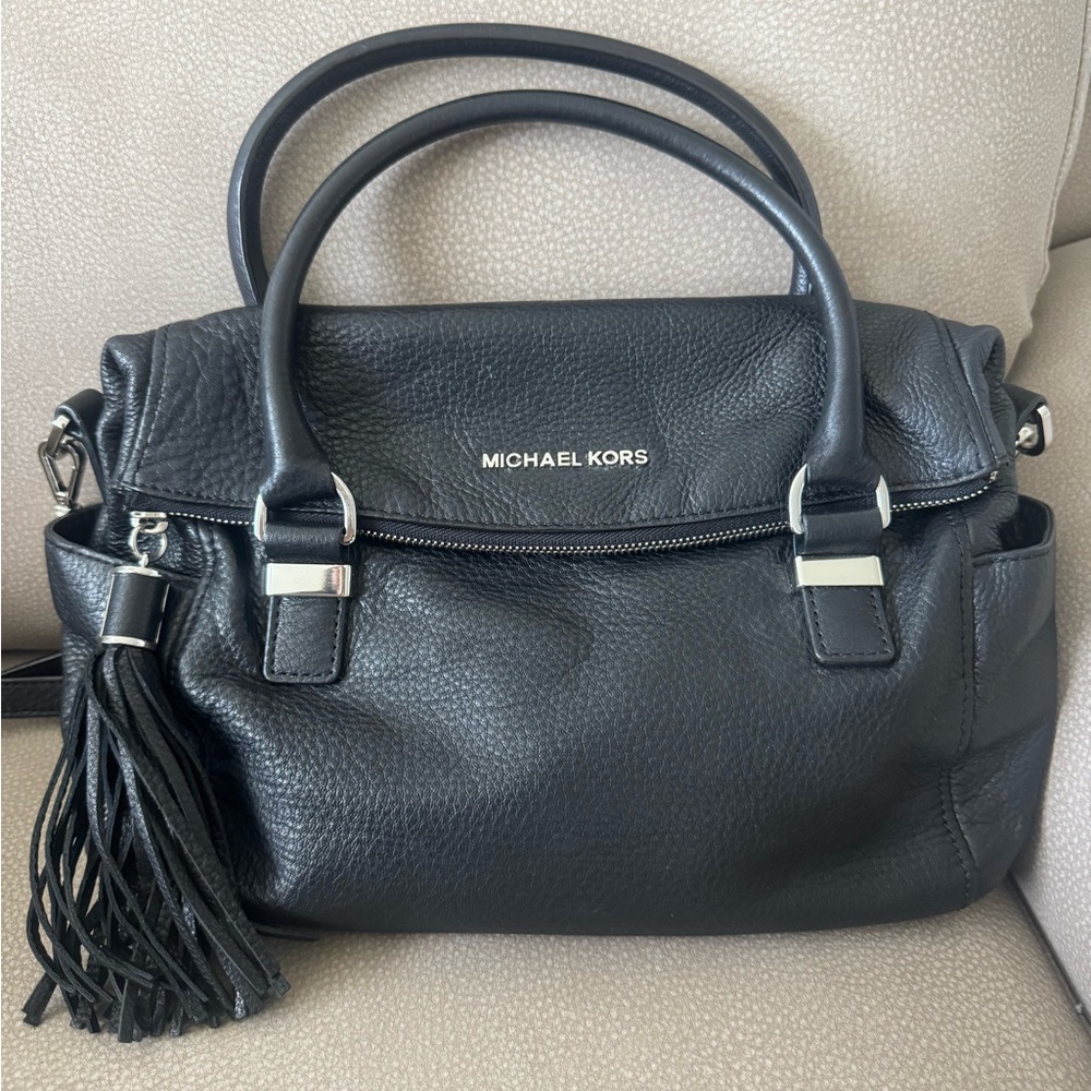 Michael Kors Black Satchel with Silver Accents